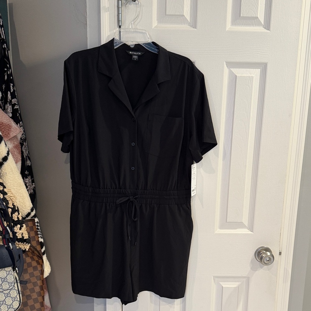 Athleta black Short Sleeve Romper- shorts
